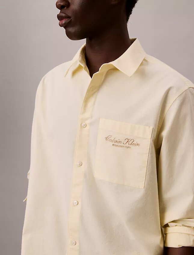 Chemise boutonnée en oxford délavé avec logo Chemise boutonnée en oxford délavé avec logo