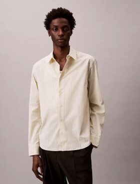 Chemise boutonnée en popeline de coton Cotton Stretch à rayures