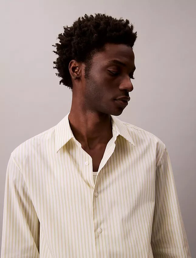 Chemise boutonnée en popeline de coton Cotton Stretch à rayures Chemise boutonnée en popeline de coton Cotton Stretch à rayures