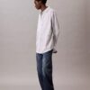 Chemise boutonnée en popeline de coton à rayures
