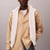 Chemise boutonnée en popeline lavée à rayures Chemise boutonnée en popeline lavée à rayures