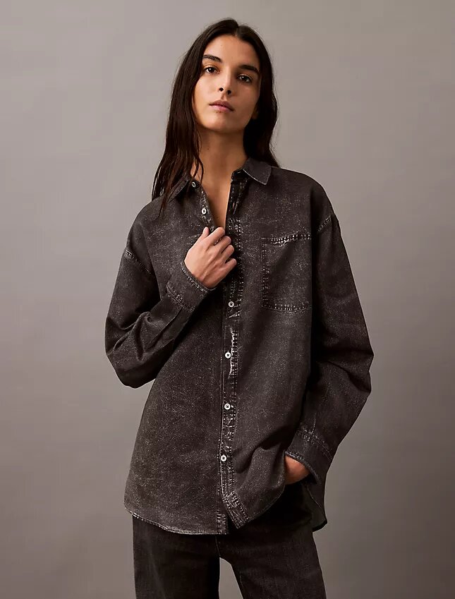 Chemise boutonnée à imprimé Denim Chemise boutonnée à imprimé Denim