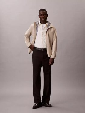 Chemise boutonnée à manches courtes en Cotton Stretch à rayures