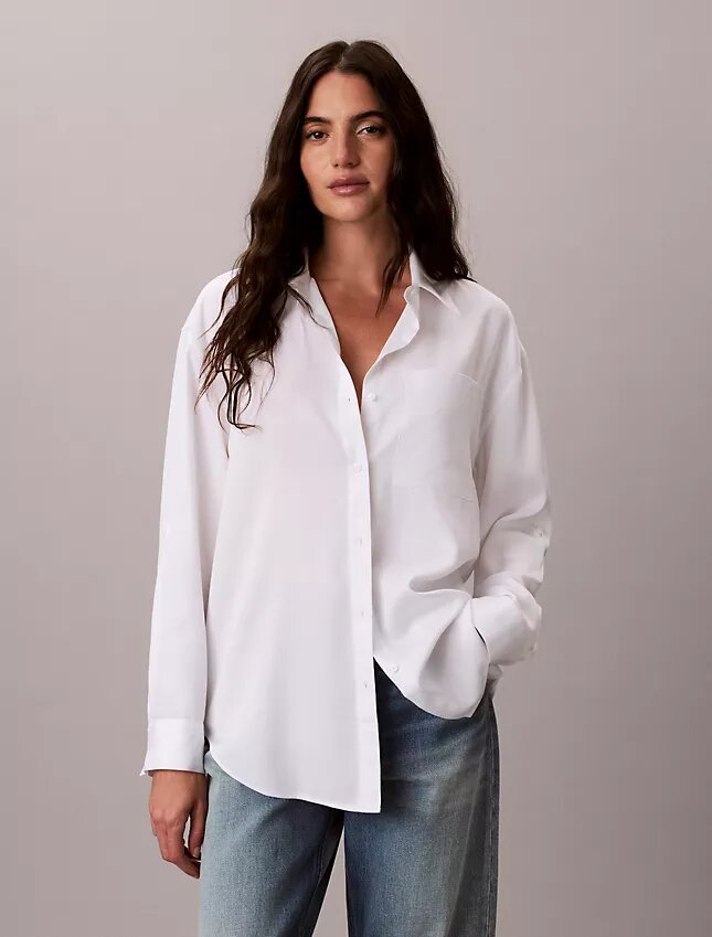 Chemise boutonnée à pattes de boutonnage en lyocell Chemise boutonnée à pattes de boutonnage en lyocell