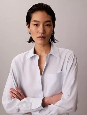 Chemise boutonnée à pattes de boutonnage en lyocell