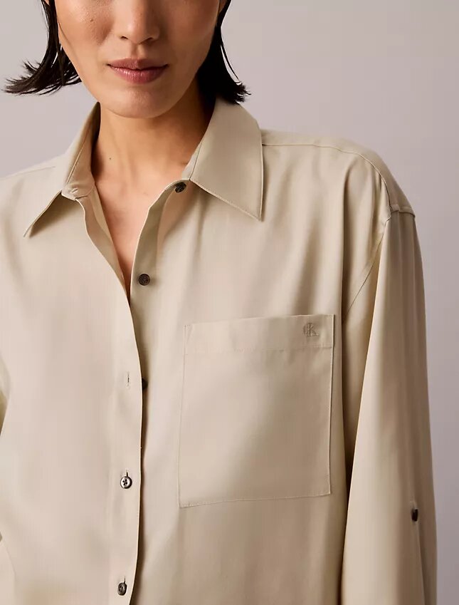 Chemise boutonnée à pattes de boutonnage en lyocell Chemise boutonnée à pattes de boutonnage en lyocell