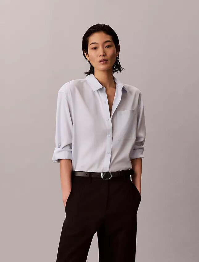 Chemise boutonnée à pattes de boutonnage en lyocell Chemise boutonnée à pattes de boutonnage en lyocell