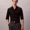 Chemise boutonnée slim en popeline de coton Cotton Stretch Chemise boutonnée slim en popeline de coton Cotton Stretch