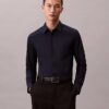 Chemise boutonnée slim en popeline de coton Cotton Stretch Chemise boutonnée slim en popeline de coton Cotton Stretch