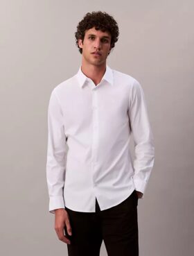 Chemise boutonnée slim en popeline de coton Cotton Stretch