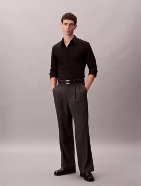 Chemise boutonnée slim en popeline de coton Cotton Stretch