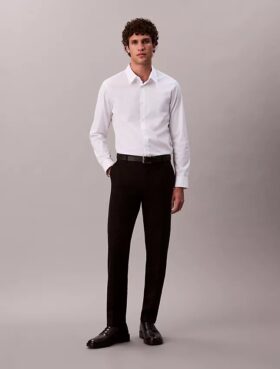 Chemise boutonnée slim en popeline de coton Cotton Stretch