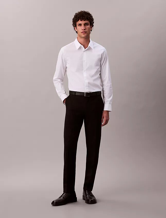 Chemise boutonnée slim en popeline de coton Cotton Stretch Chemise boutonnée slim en popeline de coton Cotton Stretch