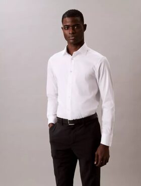 Chemise boutonnée slim fit unie gris acier