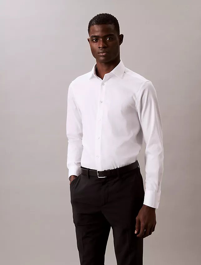 Chemise boutonnée slim fit unie gris acier Chemise boutonnée slim fit unie gris acier