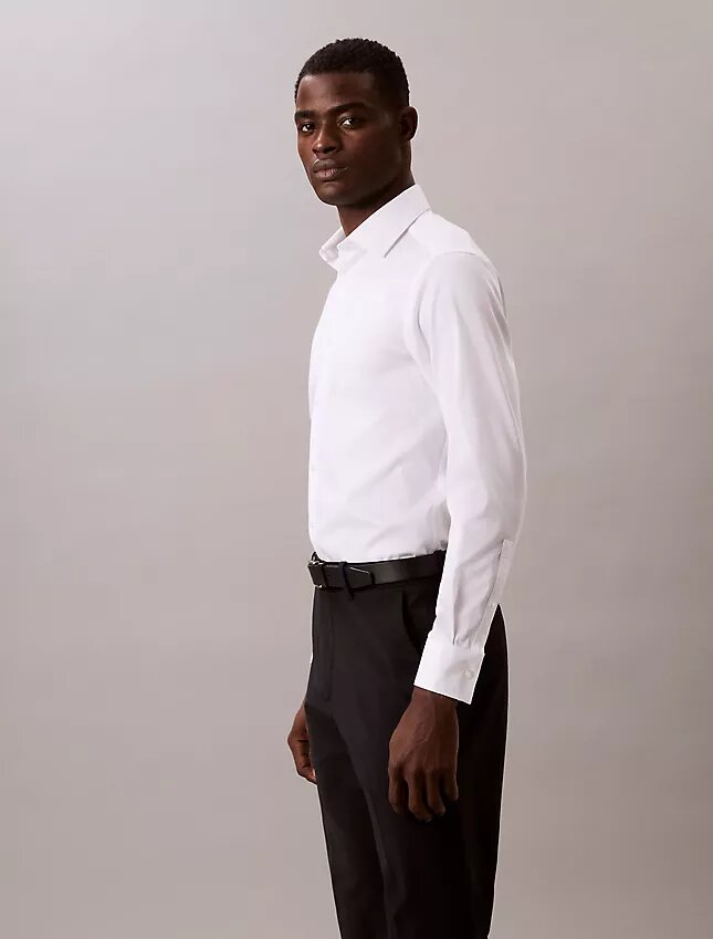 Chemise boutonnée slim fit unie gris acier Chemise boutonnée slim fit unie gris acier