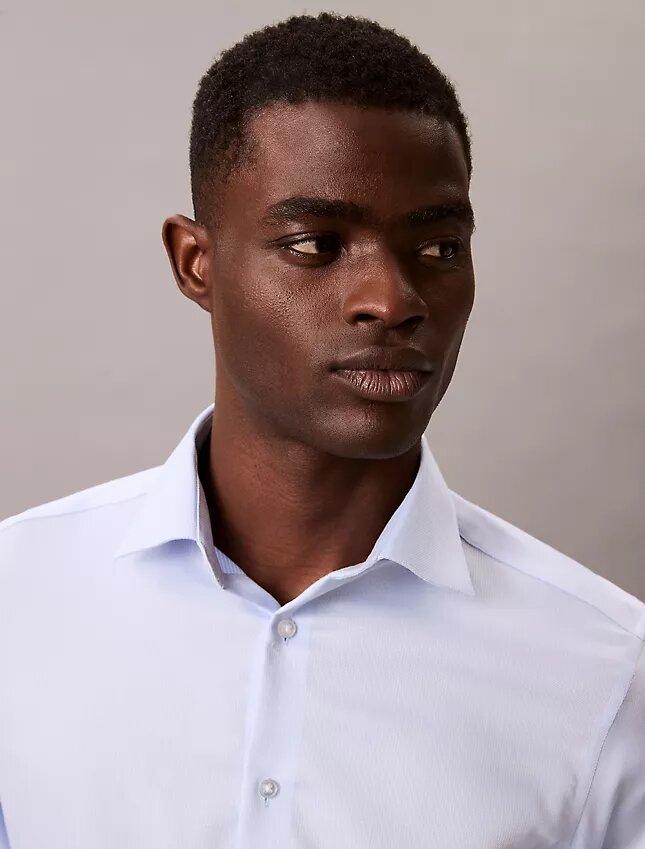 Chemise boutonnée slim fit unie gris acier Chemise boutonnée slim fit unie gris acier
