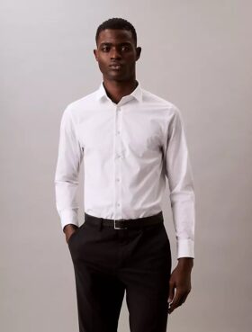 Chemise boutonnée slim stretch raffinée