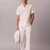 Chemise à carreaux en lin mélangé, coupe décontractée et boutonnée Chemise à carreaux en lin mélangé, coupe décontractée et boutonnée