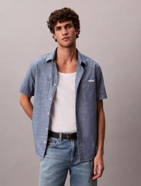 Chemise classique boutonnée en chambray
