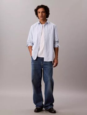 Chemise classique boutonnée en coton Oxford uni