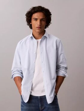 Chemise classique boutonnée en coton Oxford uni
