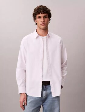 Chemise classique boutonnée en Cotton Stretch rayé