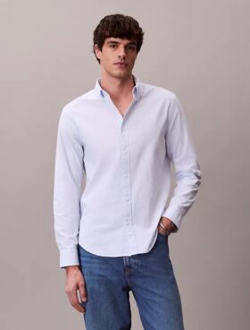 Chemise classique boutonnée en Cotton Stretch rayé