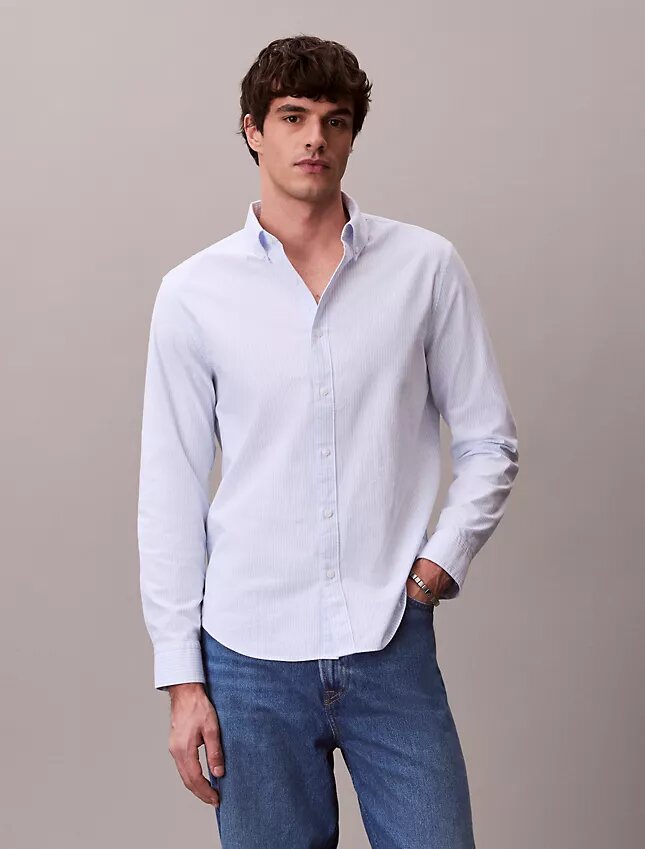 Chemise classique boutonnée en Cotton Stretch rayé Chemise classique boutonnée en Cotton Stretch rayé