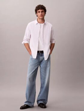 Chemise classique boutonnée en Cotton Stretch rayé