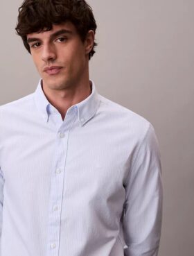 Chemise classique boutonnée en Cotton Stretch rayé