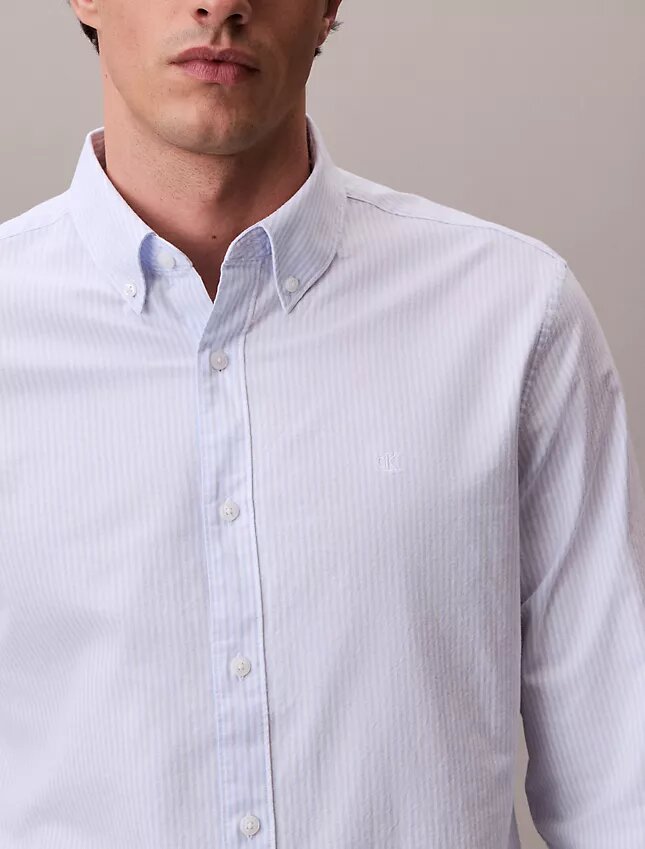 Chemise classique boutonnée en Cotton Stretch rayé Chemise classique boutonnée en Cotton Stretch rayé