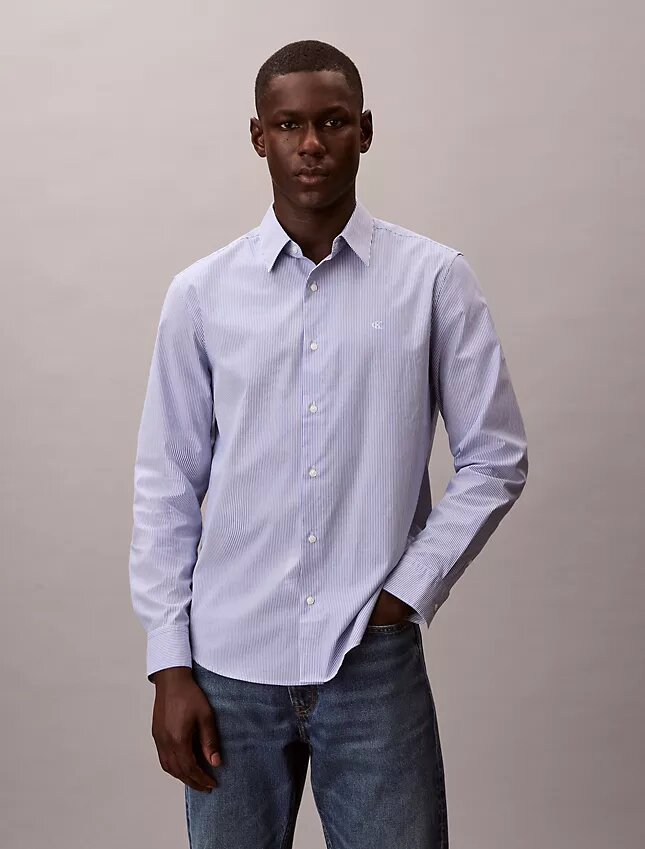 Chemise classique boutonnée en Cotton Stretch à rayures Chemise classique boutonnée en Cotton Stretch à rayures