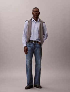 Chemise classique boutonnée en Cotton Stretch à rayures