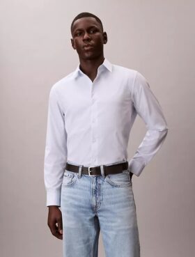 Chemise classique boutonnée en Cotton Stretch à rayures