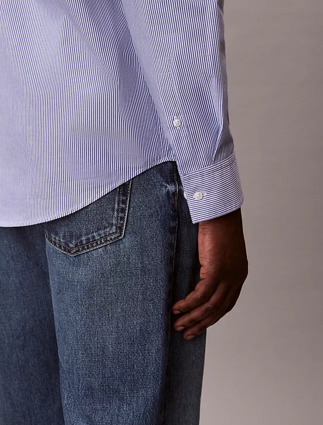Chemise classique boutonnée en Cotton Stretch à rayures Chemise classique boutonnée en Cotton Stretch à rayures