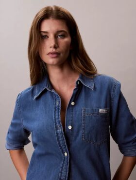 Chemise classique boutonnée en Denim