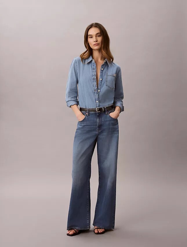 Chemise classique boutonnée en Denim Chemise classique boutonnée en Denim