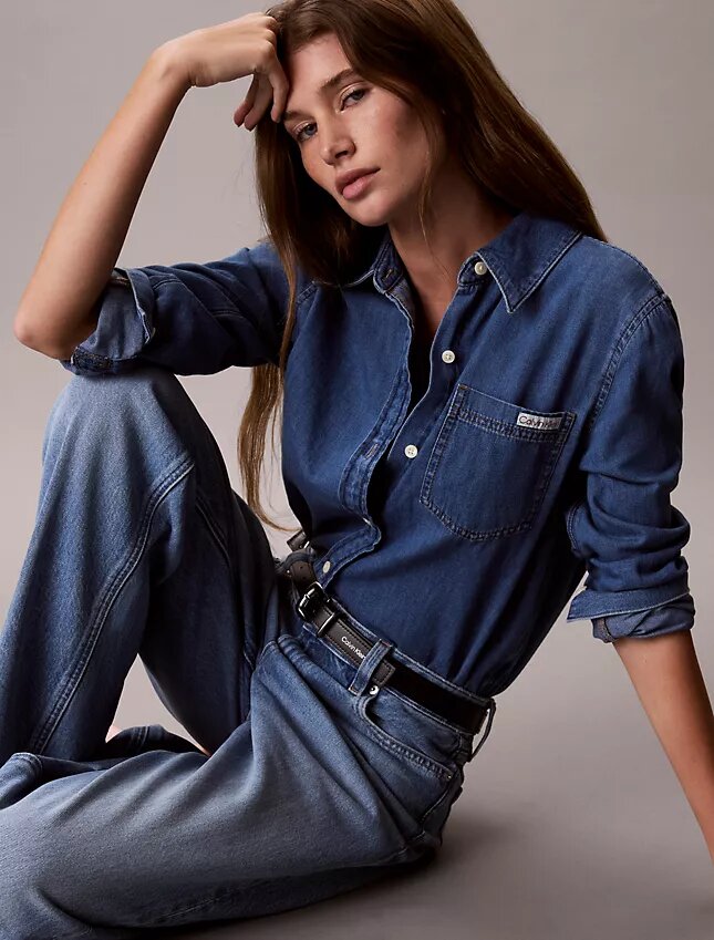 Chemise classique boutonnée en Denim Chemise classique boutonnée en Denim