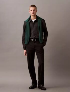 Chemise classique boutonnée en flanelle à motif pied-de-poule