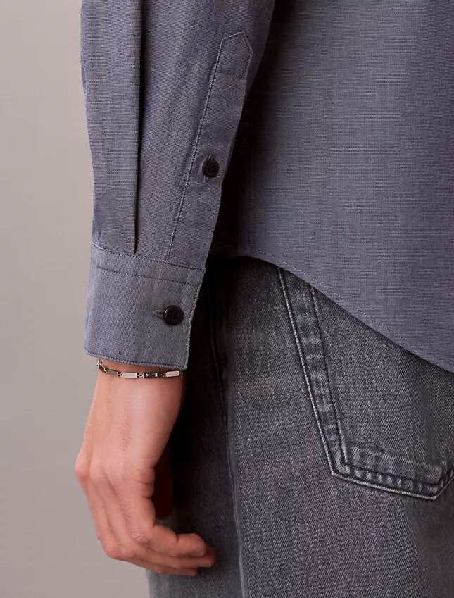 Chemise classique boutonnée en popeline lavée Chemise classique boutonnée en popeline lavée