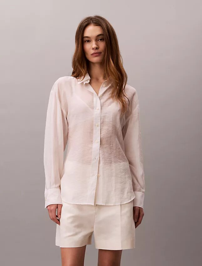 Chemise classique boutonnée en voile Chemise classique boutonnée en voile