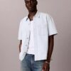 Chemise classique en Denim à manches courtes et boutons Chemise classique en Denim à manches courtes et boutons