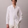 Chemise classique en lin et coton à col boutonné Chemise classique en lin et coton à col boutonné