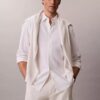 Chemise classique en lin et coton à col boutonné Chemise classique en lin et coton à col boutonné