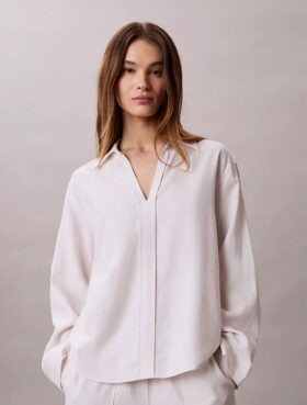 Chemise classique en mélange de lin