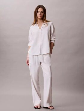 Chemise classique en mélange de lin