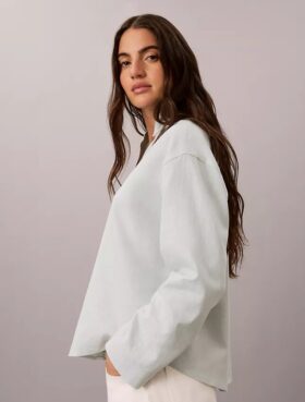 Chemise classique en mélange de lin