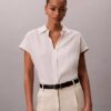 Chemise classique à manches courtes en mélange de lin Chemise classique à manches courtes en mélange de lin