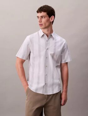 Chemise classique stretch à rayures teintes dans la masse